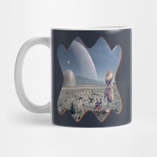 Robot and pet in extraterrestrial city UFO Mug